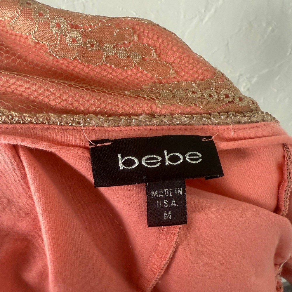 Vintage y2K bebe Women's Top M Tank Shirt Lace Party Sleeveless Mesh USA D4-15 - Picture 6 of 6